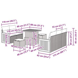 vidaXL Ensemble de canapé de jardin avec coussin 10 Pièces Noir polyrotin