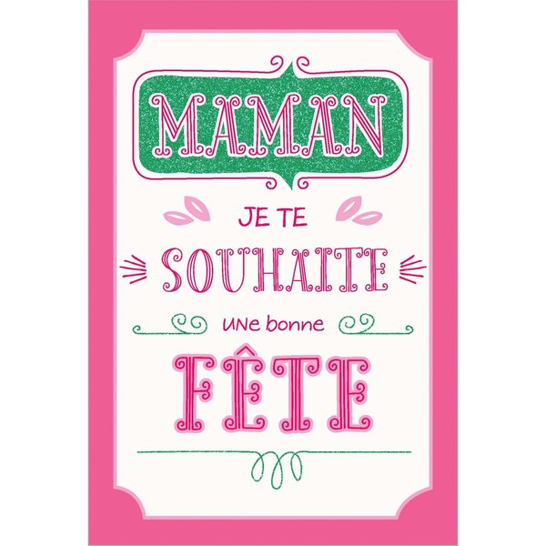 Carte fête des mères rose à paillettes - draeger paris