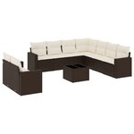 vidaXL Salon de jardin 10 Pièces avec coussins marron résine tressée