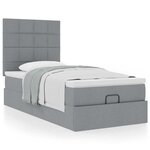 vidaXL Cadre de lit ottoman avec matelas gris clair 80x200 cm tissu