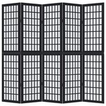 vidaXL Cloison de séparation 5 panneaux noir bois de paulownia massif