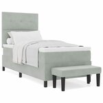 vidaXL Lit à ressorts avec matelas & banc gris clair 80x200 cm velours