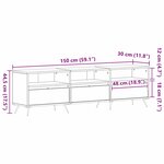 vidaXL Meuble TV chêne artisanal 150 x 30 x 44.5 cm Bois d'ingénierie