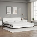 vidaXL Lit avec matelas Dover blanc et noir 200x200 cm similicuir