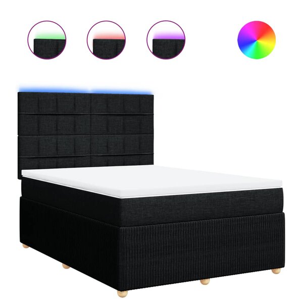 vidaXL Sommier à lattes de lit avec matelas Noir 140x200 cm Tissu