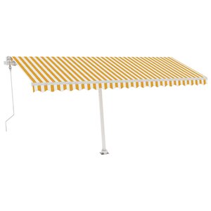 vidaXL Auvent automatique capteur de vent/LED 500x300cm Jaune et blanc