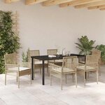vidaXL Ensemble de salle à manger pour jardin 7 Pièces Beige polyrotin