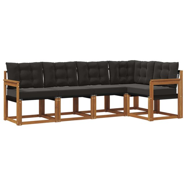 vidaXL Ensemble de canapés d'extérieur 5 pc Naturel et Noir