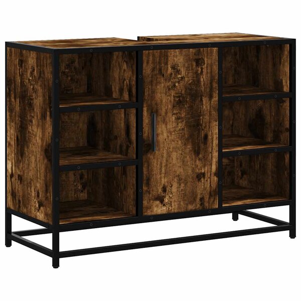 vidaXL Armoire lavabo de salle de bain chêne fumé bois d'ingénierie