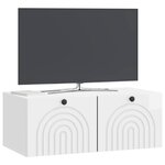 vidaXL Meuble TV mural Montage mural Blanc brillant 78 5 x 41 x 30 cm