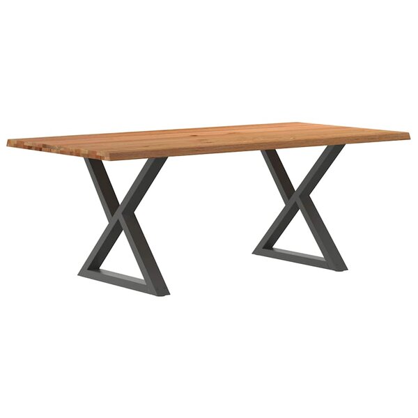 vidaXL Table à manger avec bord vivant 200x100x74 cm bois massif chêne