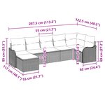 Ensemble de Canapés de Jardin 7 Pièces avec Coussins Gris Clair Poly Rattan