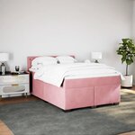 vidaXL Sommier à lattes de lit avec matelas Rose 140x200 cm Velours