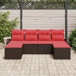 vidaXL Ensemble de Canapés 6 Pièces Marron et rouge polyrotin