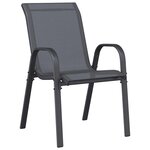 vidaXL Chaises empilables de jardin lot de 6 Gris Tissu textilène