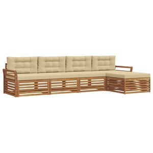 vidaXL Ensemble de canapés d'extérieur 5 pc Naturel et Beige