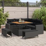 vidaXL Ensemble de 8 pièces de canapés de jardin avec coussins en poly rotin noir d'acacia
