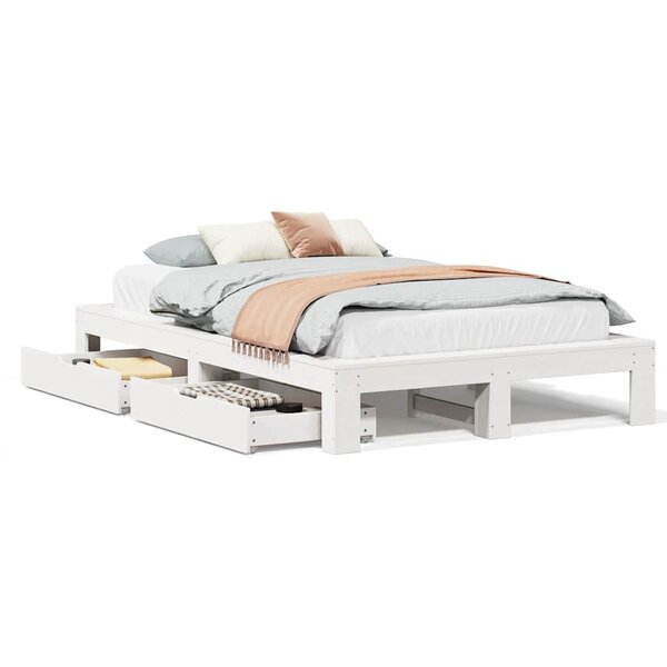 vidaXL Cadre de lit sans matelas blanc 120x190 cm bois de pin massif