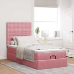 vidaXL Cadre de lit ottoman avec matelas rose 100x200 cm velours