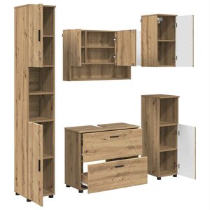 vidaXL Ensemble de mobilier de salle de bain 5 Pièces Chêne artisanal