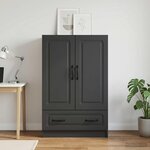 vidaXL Buffet avec tiroir Noir 66 x 34 5 x 92 cm Bois d'ingénierie