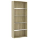 vidaXL Bibliothèque à 5 niveaux Blanc et chêne 80x30x189 cm Aggloméré
