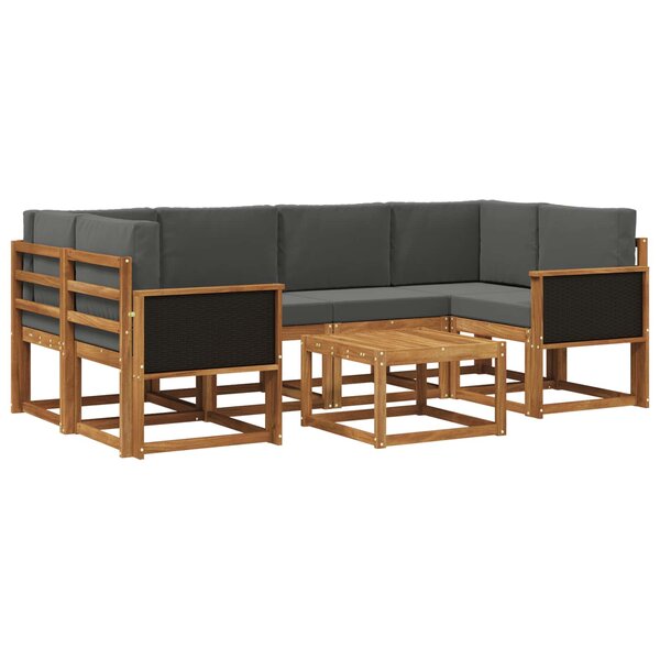 vidaXL Ensemble de canapés d'extérieur 5 pc Naturel et Anthracite