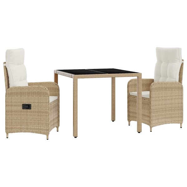 vidaXL Ensemble de repas extérieur 3 Pièces Beige et blanc crème