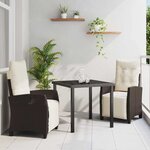 vidaXL Ensemble de salle à manger pour jardin 3 Pièces Marron polyrotin