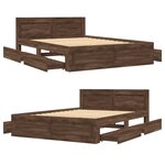 vidaXL Cadre de lit et tête de lit sans matelas chêne marron 120x190cm