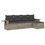 vidaXL Salon de jardin 5 Pièces avec coussins gris clair résine tressée