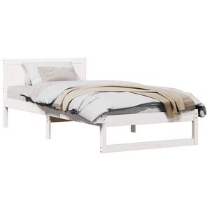 vidaXL Cadre de lit avec tête de lit Blanc 100 x 200 cm Pin massif