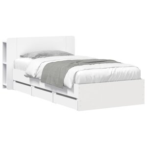 vidaXL Cadre de lit avec rangement Blanc 75 x 190 cm Bois d'ingénierie
