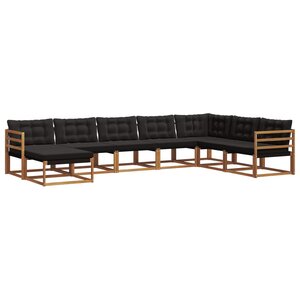 vidaXL Ensemble de canapés d'extérieur 8 Pièces Naturel et Noir