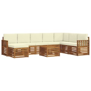 vidaXL Ensemble de canapés d'extérieur 9 Pièces Naturel et Crème