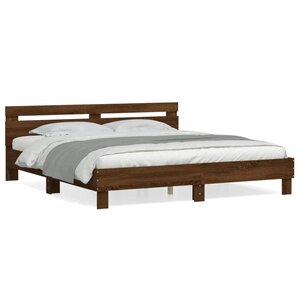 vidaXL Cadre de lit sans matelas chêne marron 200x200 cm