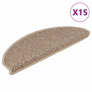 vidaXL Tapis d'escalier autocollants 15 Pièces 65x21x4 cm Sable