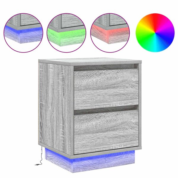 vidaXL Cabinet de chevet Gris 39 x 34 5 x 50 cm Bois d'ingénierie