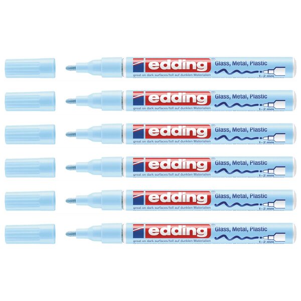 Marqueur Peinture brillante 751 Bleu Pastel Pointe Ronde 1-2 mm x 6 EDDING
