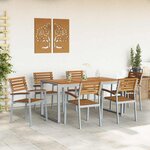 vidaXL Ensemble de salle à manger pour jardin 7 Pièces Gris et marron