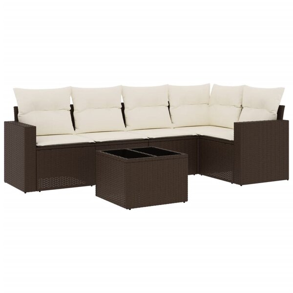 vidaXL Salon de jardin avec coussins 6 Pièces marron résine tressée