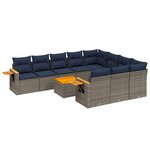 vidaXL Salon de jardin 11 Pièces avec coussins gris résine tressée