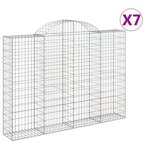 vidaXL Paniers à gabions arqués 7 Pièces 200x30x140/160 cm Fer galvanisé