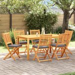 Chaises de jardin pliables vidaXL avec coussin gris 6 pièces en bois d'acacia massif
