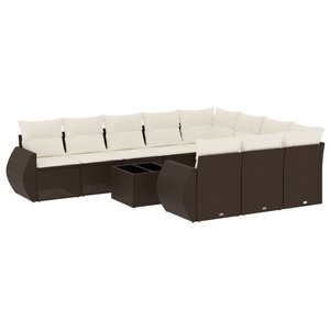 vidaXL Salon de jardin et coussins 11 Pièces marron résine tressée
