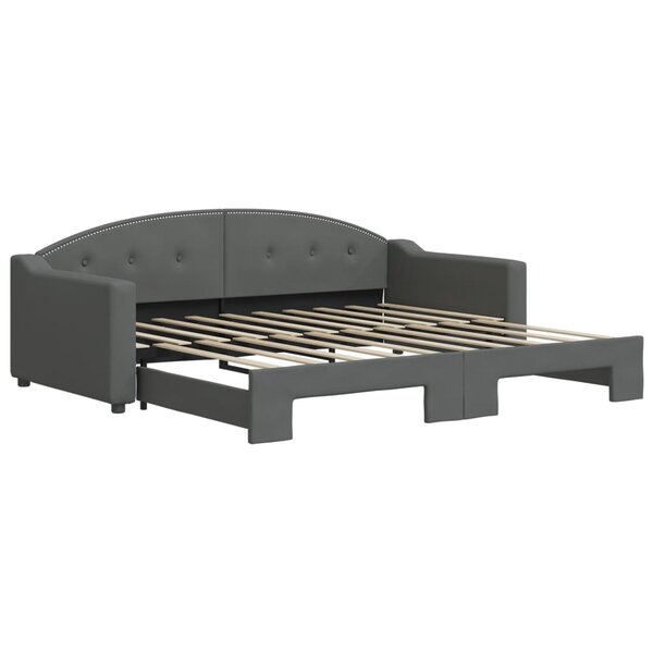 vidaXL Lit de jour avec gigogne sans matelas gris foncé 90x190 cm