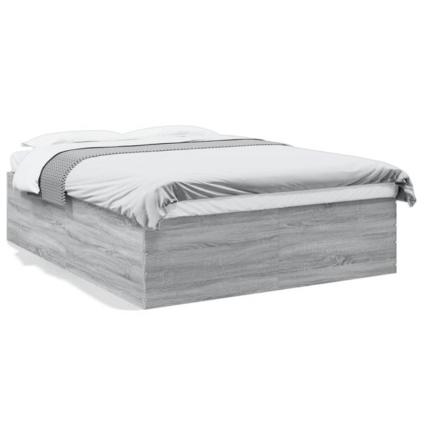 vidaXL Cadre de lit sans matelas sonoma gris 150x200 cm
