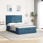 vidaXL Cadre de lit ottoman avec matelas bleu foncé 140x190 cm velours