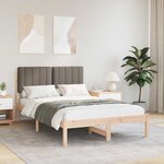 vidaXL Cadre de lit avec tête de lit rembourrée Naturel et Taupe
