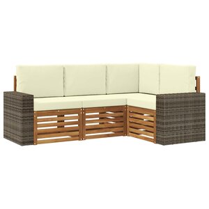 vidaXL Ensembles de canapés avec coussin 4 Pièces Bois d'Acacia Massif